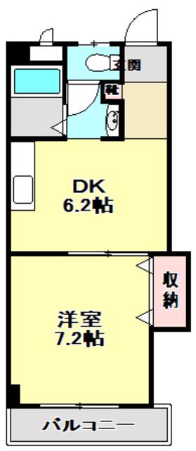 アルファイン高知(1DK/2階)の間取り写真
