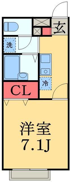 アムール桜ヒルズ(1K/1階)の間取り写真