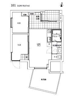 SOLAZ都立大学(2LDK/1階)の間取り写真