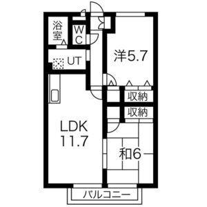 ハイランドコートII(2LDK/1階)の間取り写真