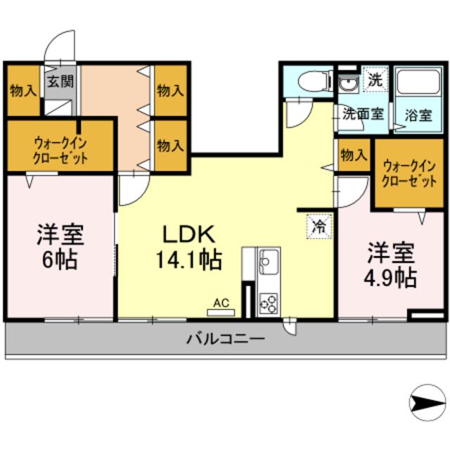 MOCHA(2LDK/2階)の間取り写真