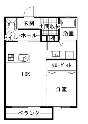 ラルーチェ(1SK/2階)の間取り写真
