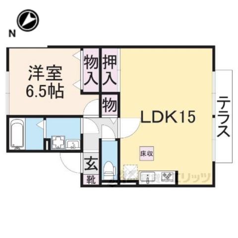 アパートメントFFA棟(1LDK/1階)の間取り写真