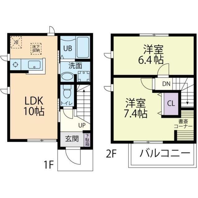 ROCK PALACE A(2LDK/1階)の間取り写真