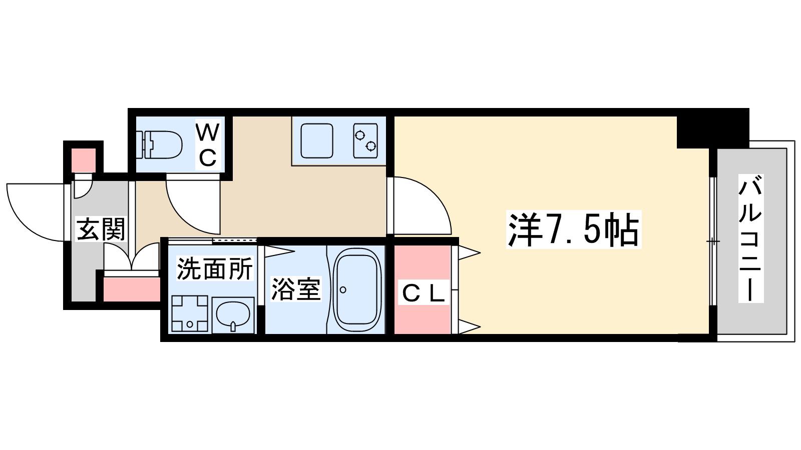 ラドゥセール梅田ウエスト(1K/12階)の間取り写真