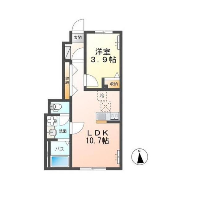 つくば市大曽根アパート2(1LDK/1階)の間取り写真