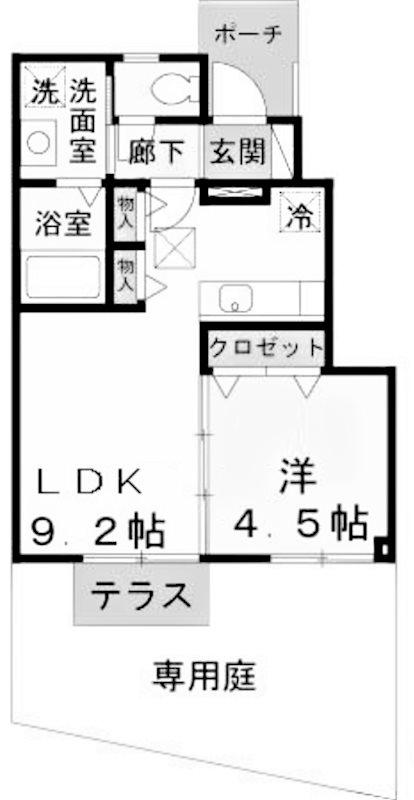 ラフィーネ林III(1LDK/1階)の間取り写真