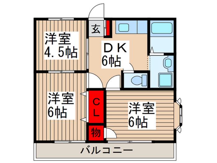 ハッピーライフ松原(3DK/2階)の間取り写真