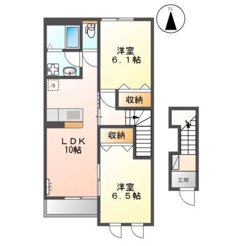 クルール(2LDK/2階)の間取り写真