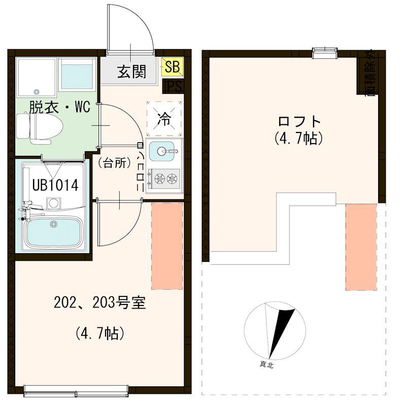 森テラス 青井(1K/2階)の間取り写真