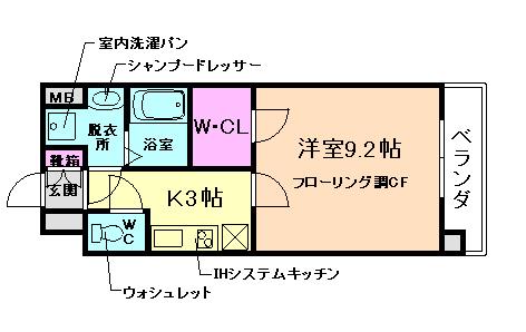 PRIMAVERA HILLS(1K/3階)の間取り写真
