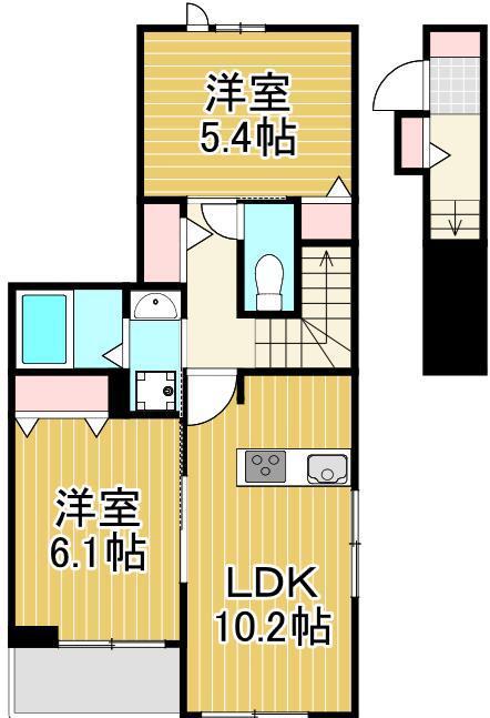 パラッツォ ビアンカ(2LDK/2階)の間取り写真