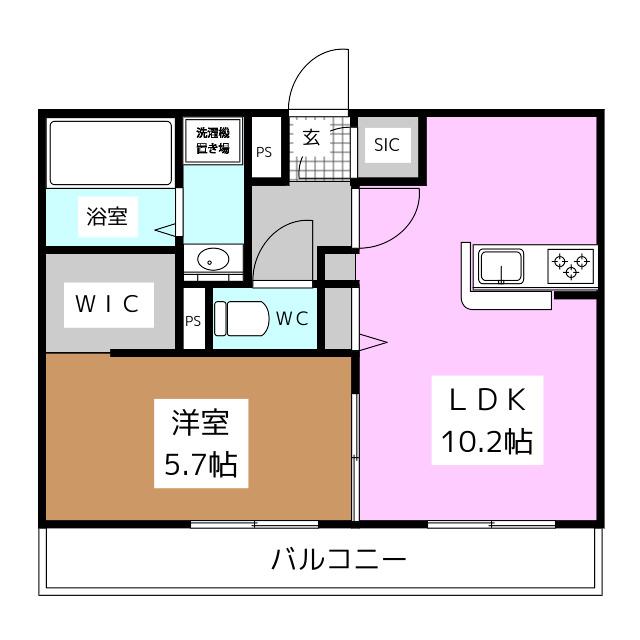ライフコア南俣(1LDK/2階)の間取り写真