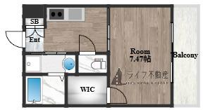 K S RESIDENCE瓢箪山(1K/3階)の間取り写真