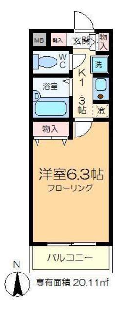 都営新宿線 菊川駅(東京) 徒歩5分 4階建 築30年(1K/1階)の間取り写真