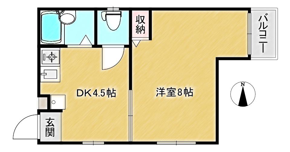 サマックス尾崎ハイツ(1DK/1階)の間取り写真