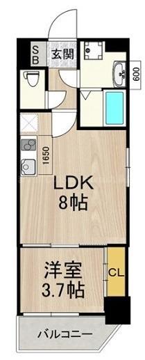 フロンティアタワー九条I(1LDK/9階)の間取り写真