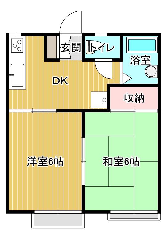 サンハイツ村井A(2DK/1階)の間取り写真