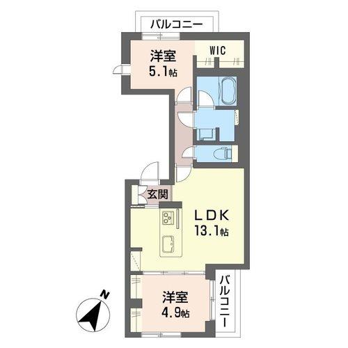 ロジェメント世田谷公園(2LDK/3階)の間取り写真