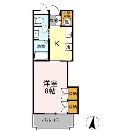 VILLA PINE PLAIN(1K/2階)の間取り写真