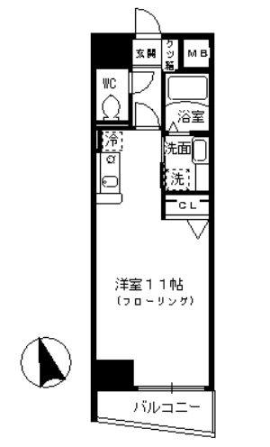 ジャルダン学研住道(1K/4階)の間取り写真