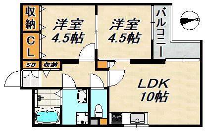 サンコート須磨(2LDK/4階)の間取り写真