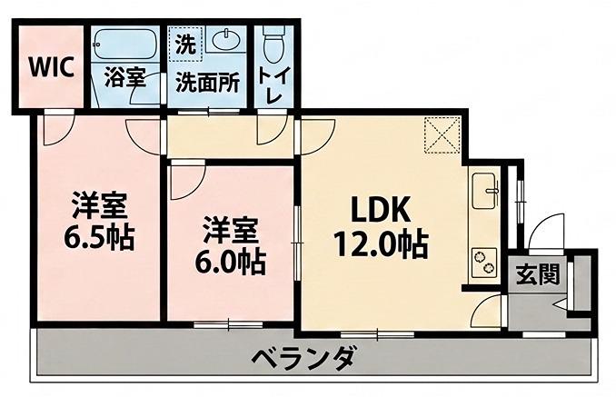 ハーフハウス(2LDK/1階)の間取り写真
