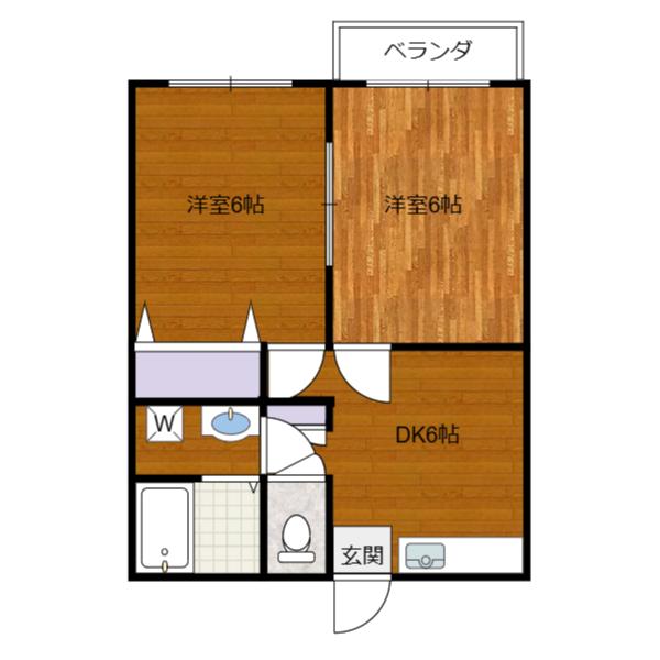 桜ハイツ(2DK/2階)の間取り写真