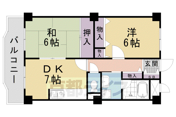 ルミエール(2DK/1階)の間取り写真
