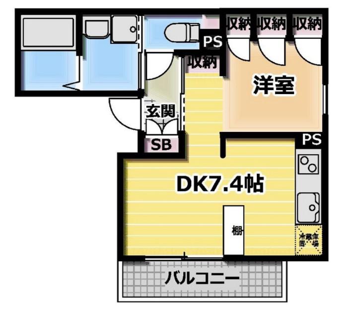 HOUSEKUL IM29(1DK/3階)の間取り写真