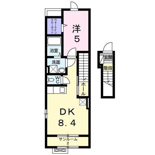 アンジュ・N(1LDK/2階)の間取り写真