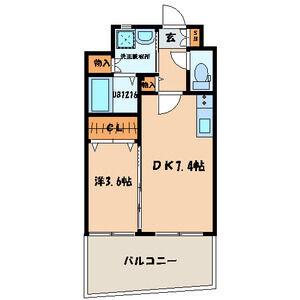 サンシャイン プリンセス 北九州(1DK/2階)の間取り写真