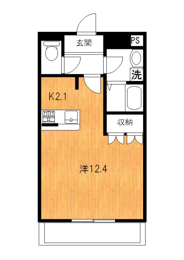 カサーレ(ワンルーム/2階)の間取り写真