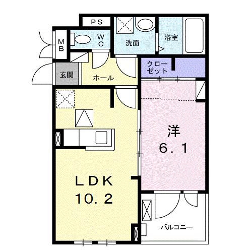 ベル アンジュ(1LDK/1階)の間取り写真