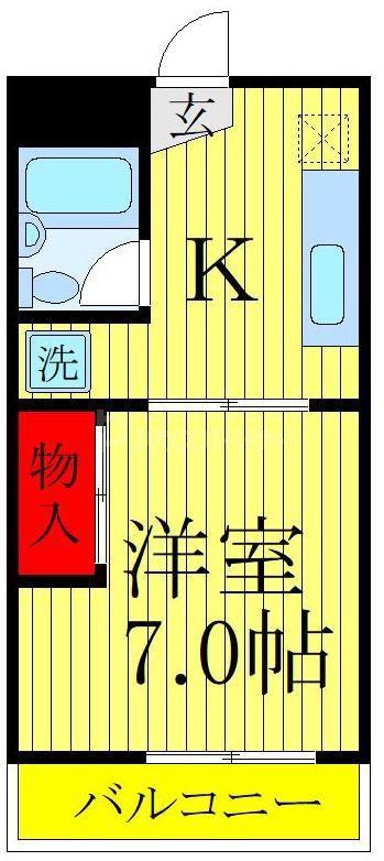 ホワイトルミエール(1K/1階)の間取り写真