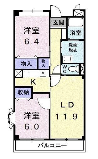 ツウィンズ2(2LDK/3階)の間取り写真