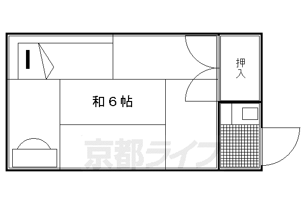 北白川学生ハイツ(ワンルーム/2階)の間取り写真