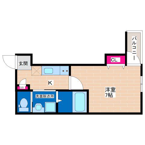 H-MAISON平野イーストII(1K/2階)の間取り写真