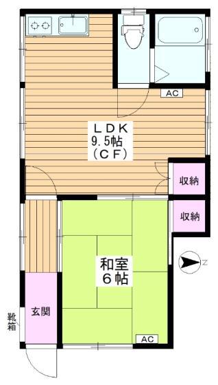 山口コーポ(1LDK/1階)の間取り写真