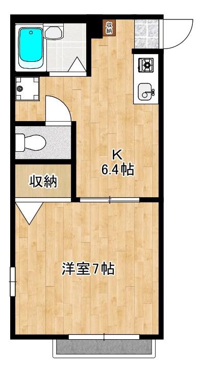 ディアスひばりヶ丘A棟(1K/2階)の間取り写真