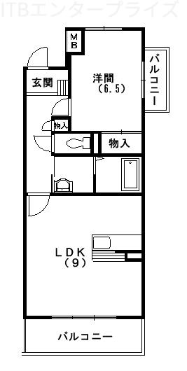 アムール住吉(1LDK/4階)の間取り写真