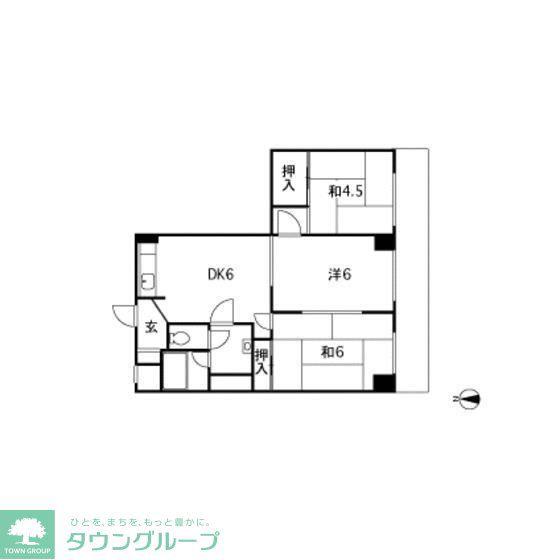 学園スカイマンション(3DK/6階)の間取り写真