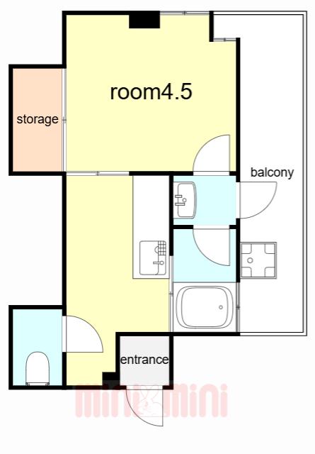 マンション輪泉(1K/4階)の間取り写真