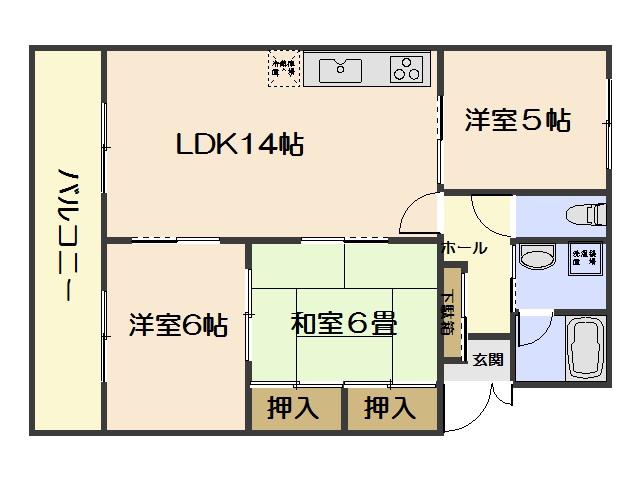 マンション美咲(3LDK/1階)の間取り写真
