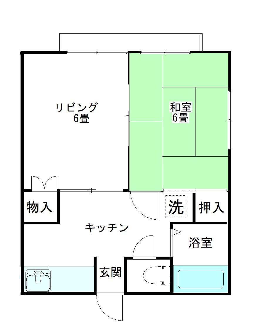 曙コーポB棟(2K/2階)の間取り写真