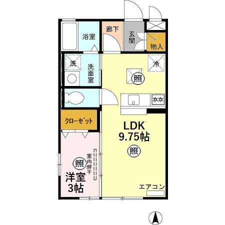 FRENTE(1LDK/1階)の間取り写真