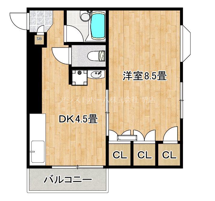クリアサカイIII(1DK/3階)の間取り写真
