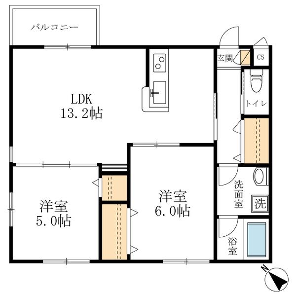 ブルーリッジ(2LDK/1階)の間取り写真