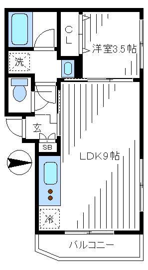 グランドコリーヌ中野(1LDK/4階)の間取り写真