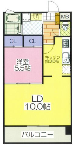 LGA38(1LDK/6階)の間取り写真